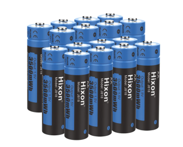 Hixon 16-Pack Lithium Rechargeable AA Batteries (1.5V Constant Voltage, 3500 mWh)